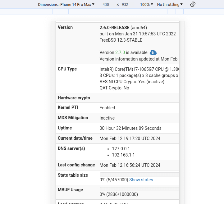pfSense has a less responsive GUI