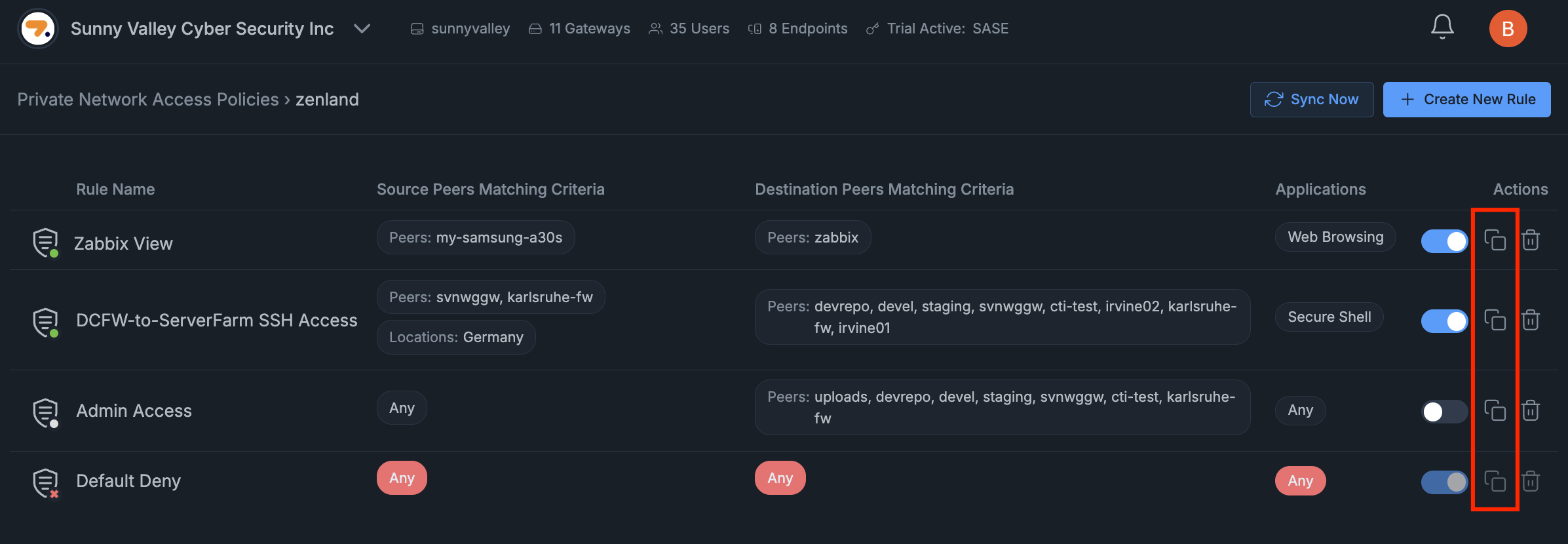 Cloning Private Network Access Policy