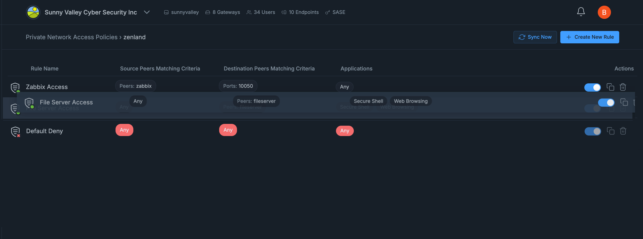 Reordering Private Network Access Policy