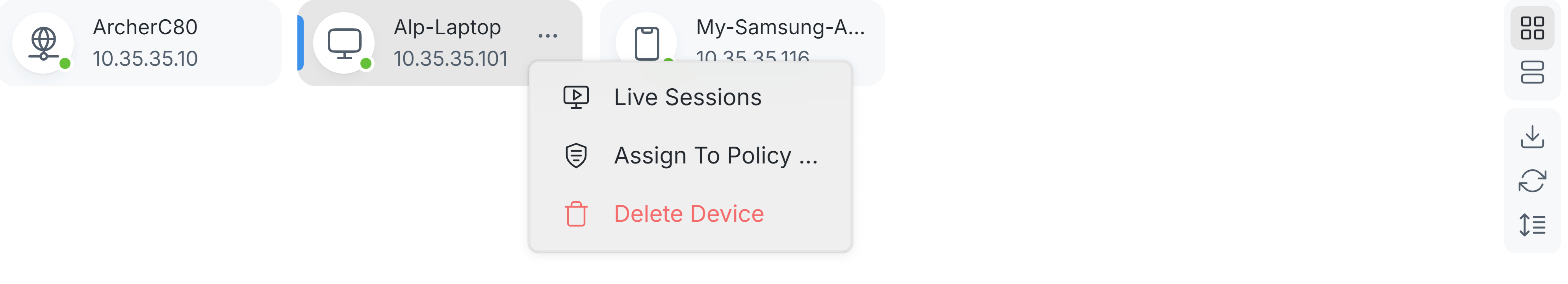 Delete Device  via Devices Page