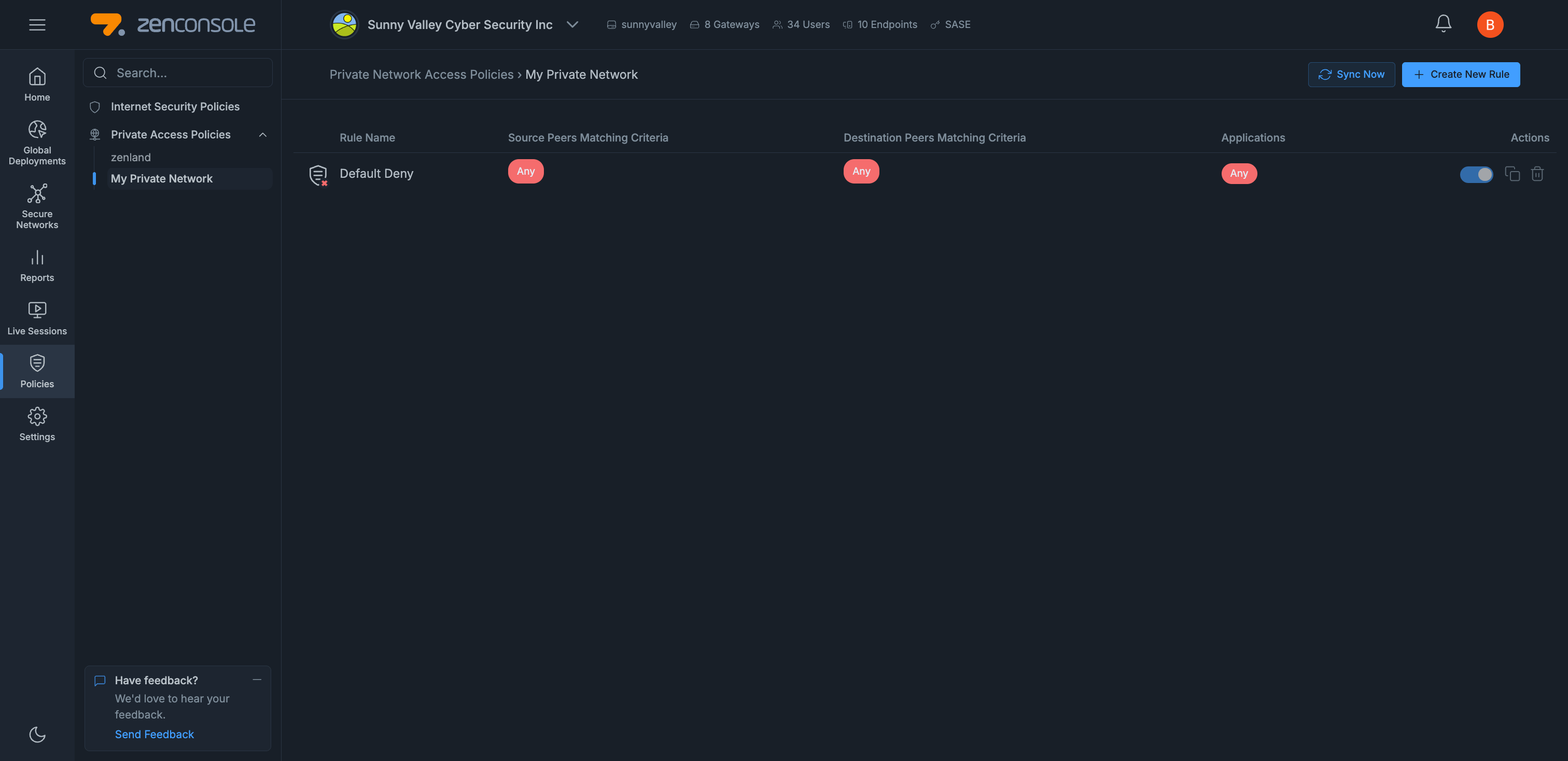 Private Network Access Policies