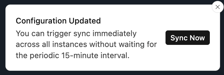 Configutation Updated - Sync Now