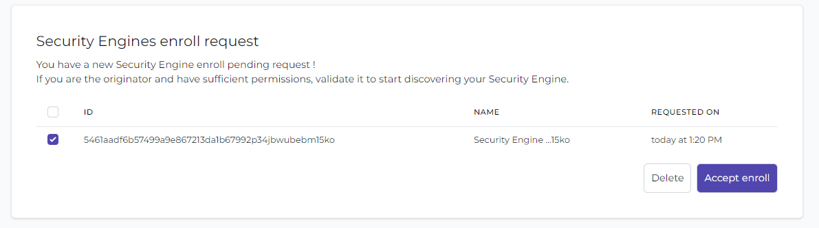 Enrolling security engine