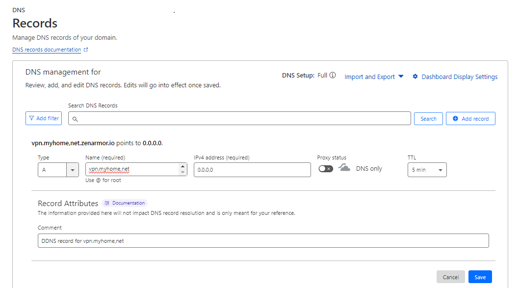 Adding DNS record on Cloudflare