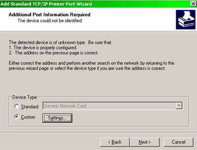 Additional Port Information Required