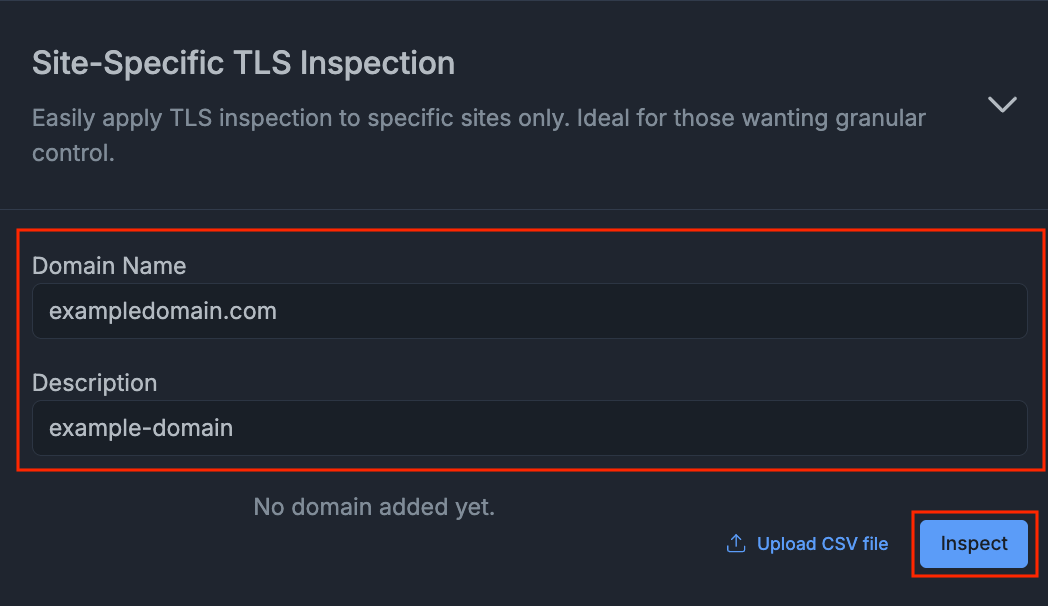 Adding a Domain for Inspection
