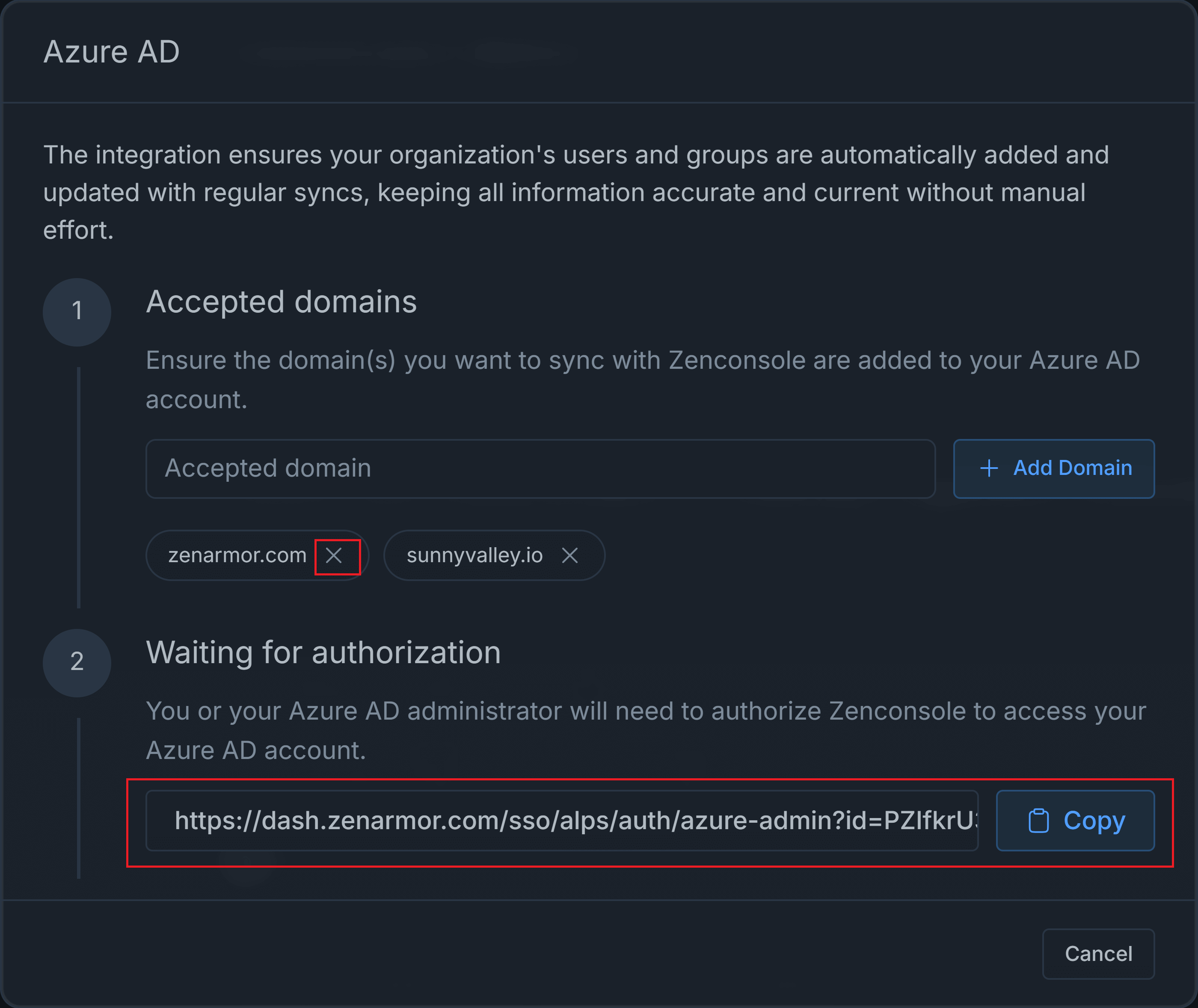 Adding Accepted Domains for Azure AD