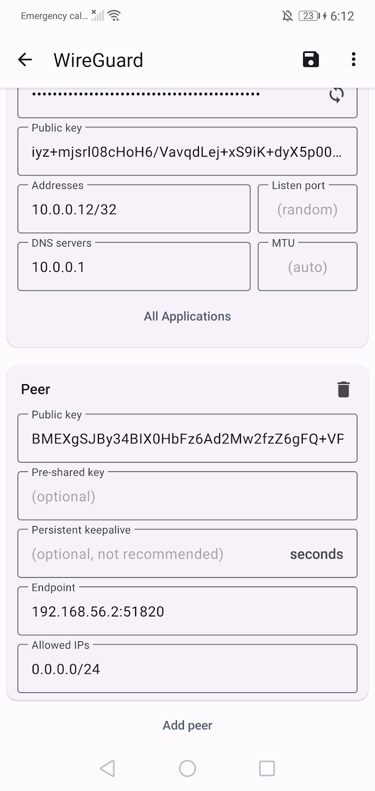 adding peer information to the android client