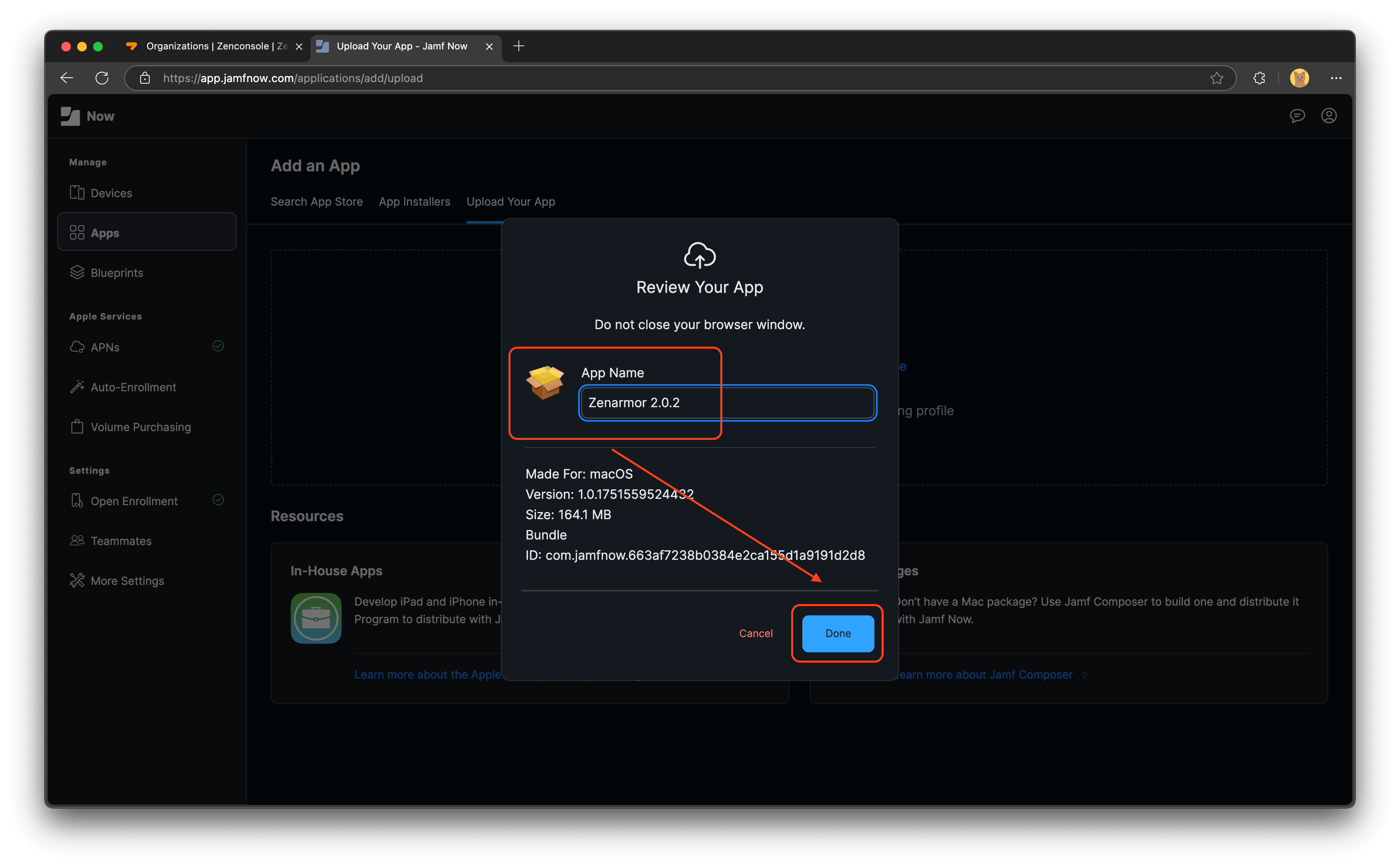 Adding the Application to Your Organization