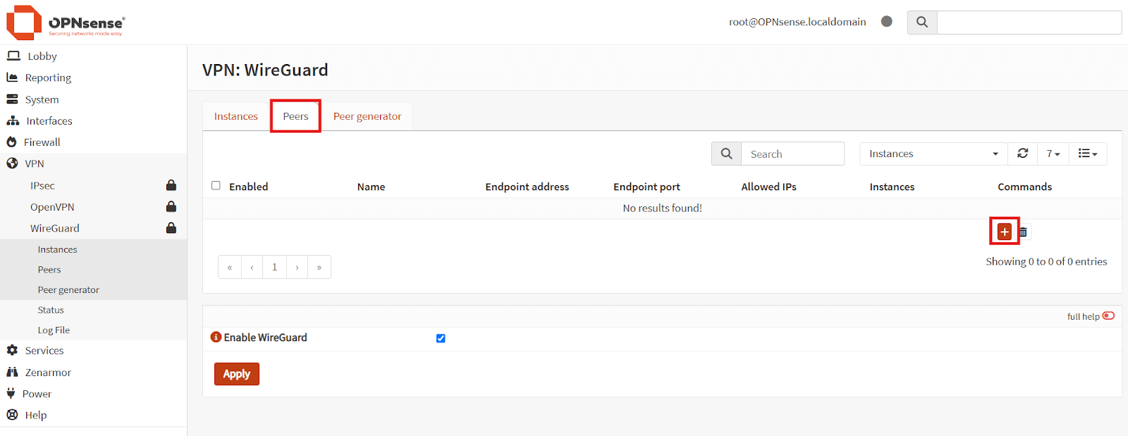 adding wireguard endpoint configuration on opnsense