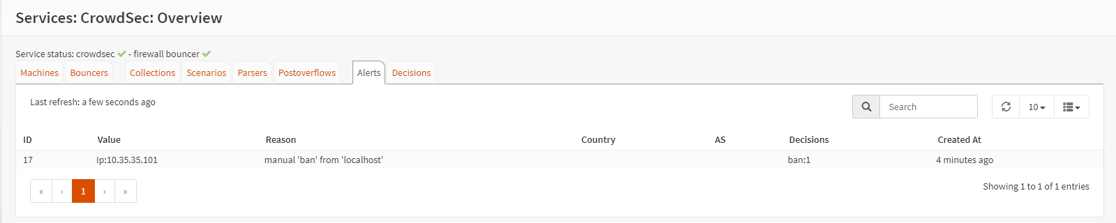 Viewing CrowdSec alerts on OPNsense