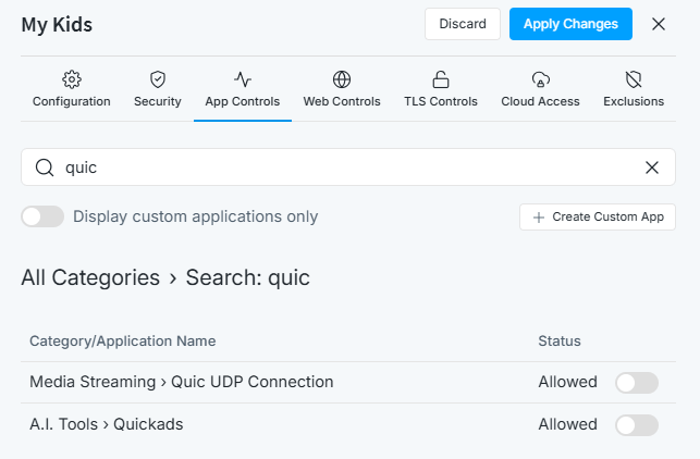 Allow Quic UDP Connection