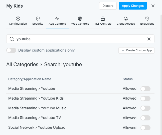 Allow Youtube Apps