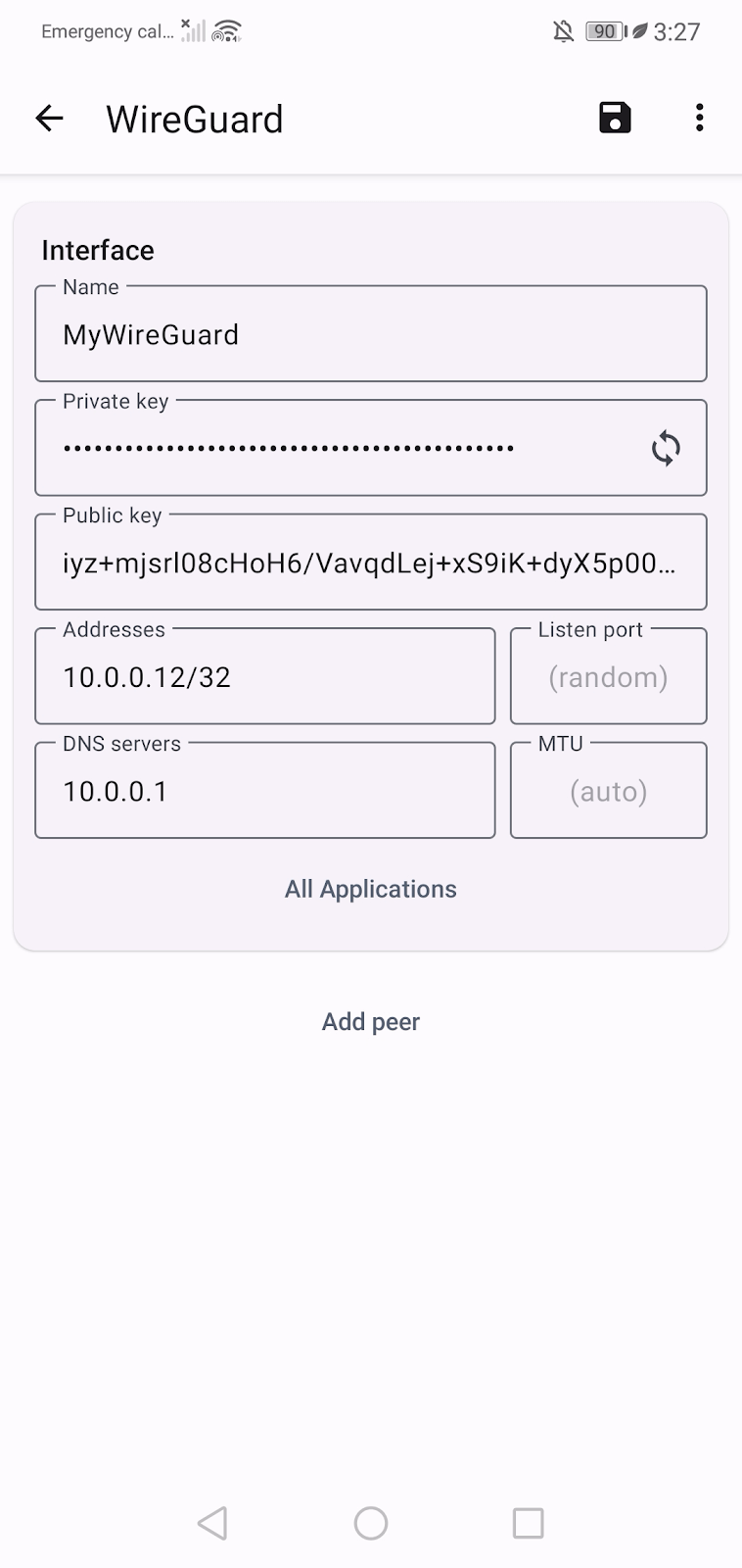 android wireguard client interface configuration