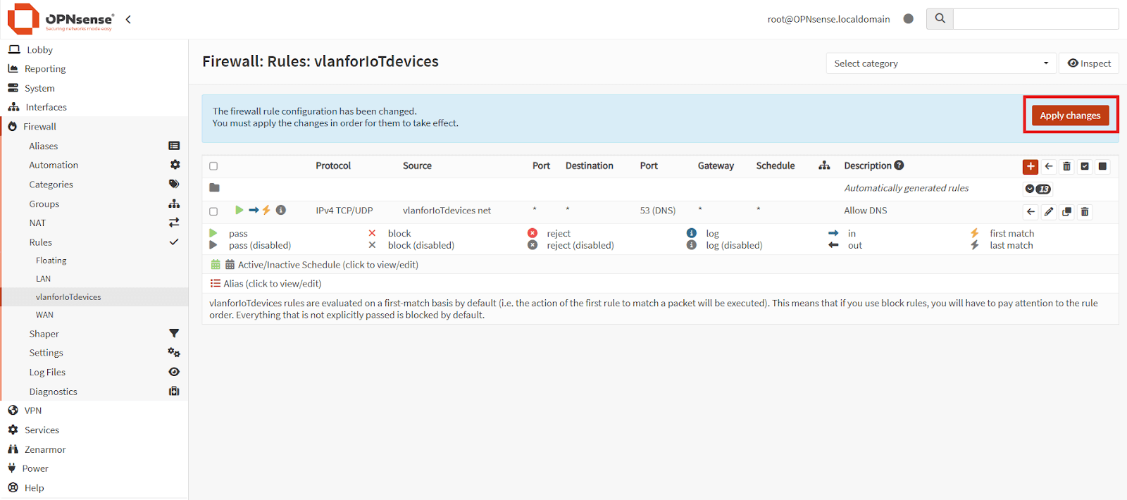 Applying Firewall Rule Changes