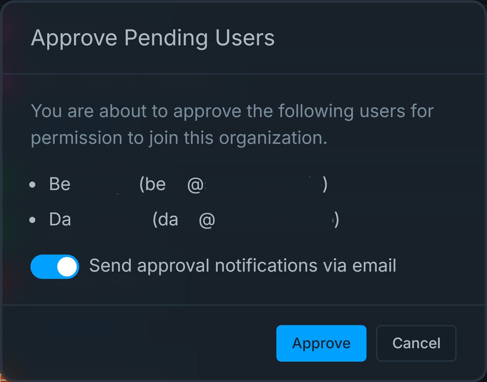 approve pending users