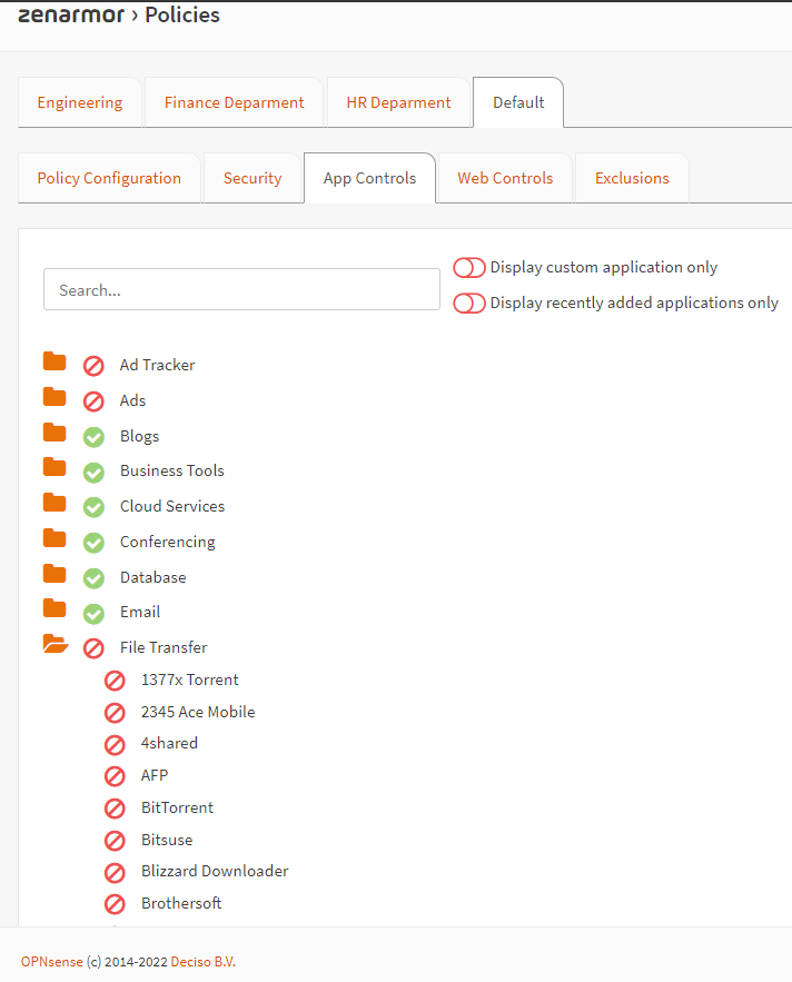 Blocking all P2P applications on Zenarmor via OPNsense UI
