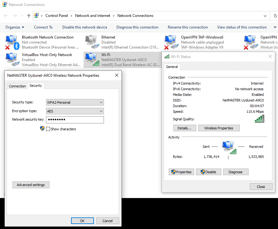 Viewing Network Security Key on Windows 10