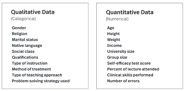 Quantitative and Qualitative Data Samples