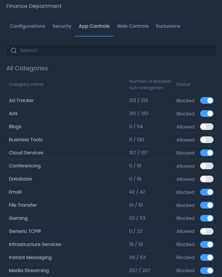App Control Settings