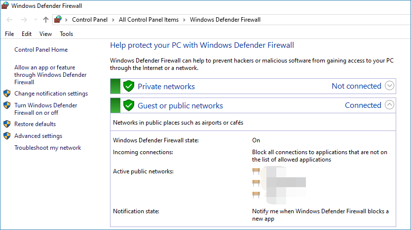  Windows Defender Firewall - Allow app of feature