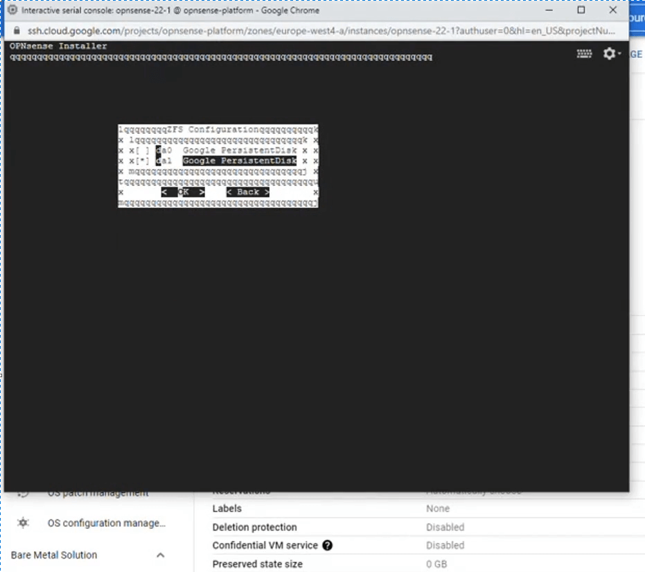 Disk Selection for OPNsense Installation