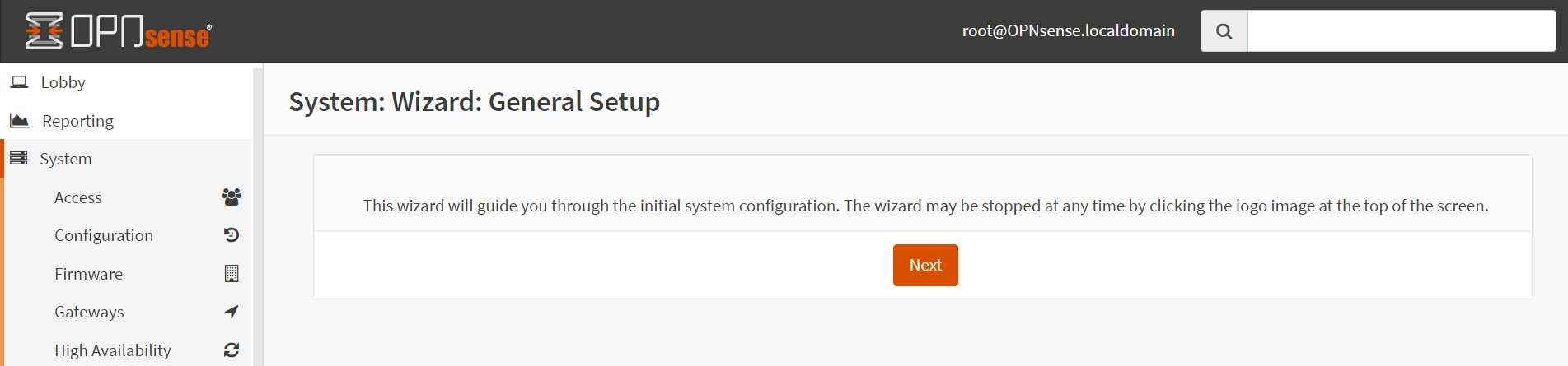 Initial Configuration Wizard for OPNsense instance on AWS