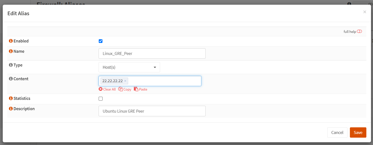 Defining the Alias for Ubuntu Linux Server on OPNsense