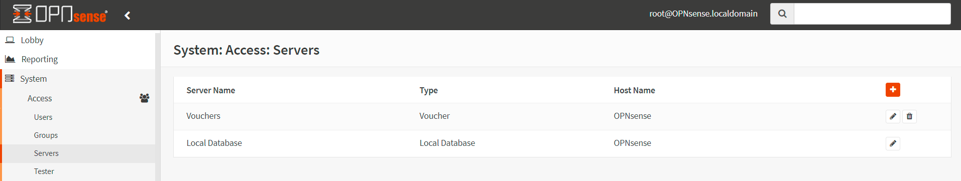 Access Servers in OPNsense