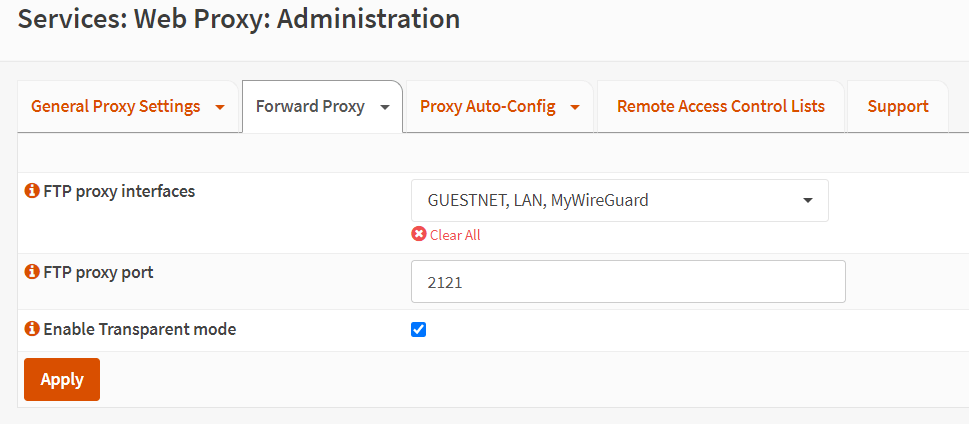 Enabling the FTP proxy service on OPNsense