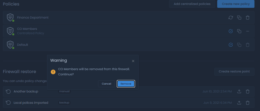 Removing a centralized policy