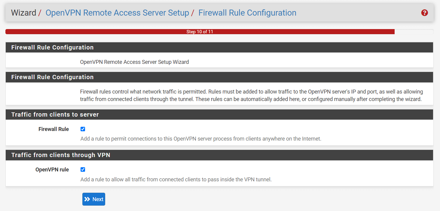 Firewall Rule Configuration for OpenVPN on pfSense