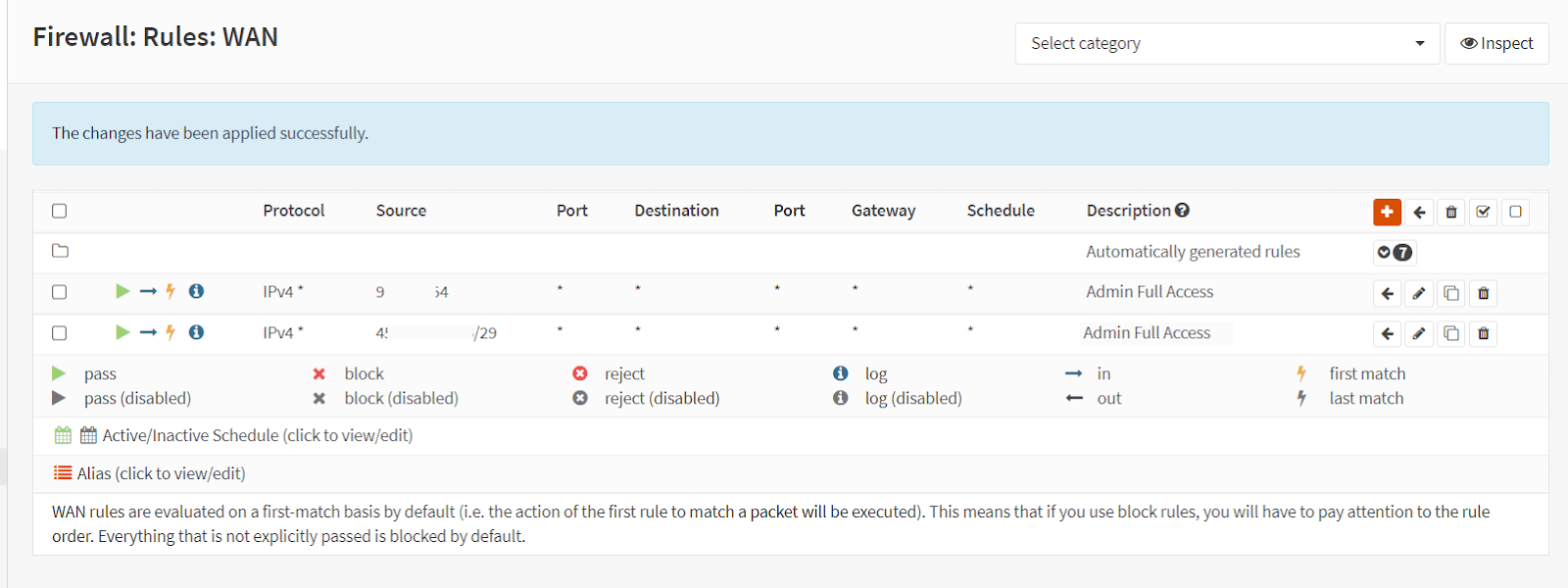 WAN Firewall Rules for unlimited administrator access on OPNsense