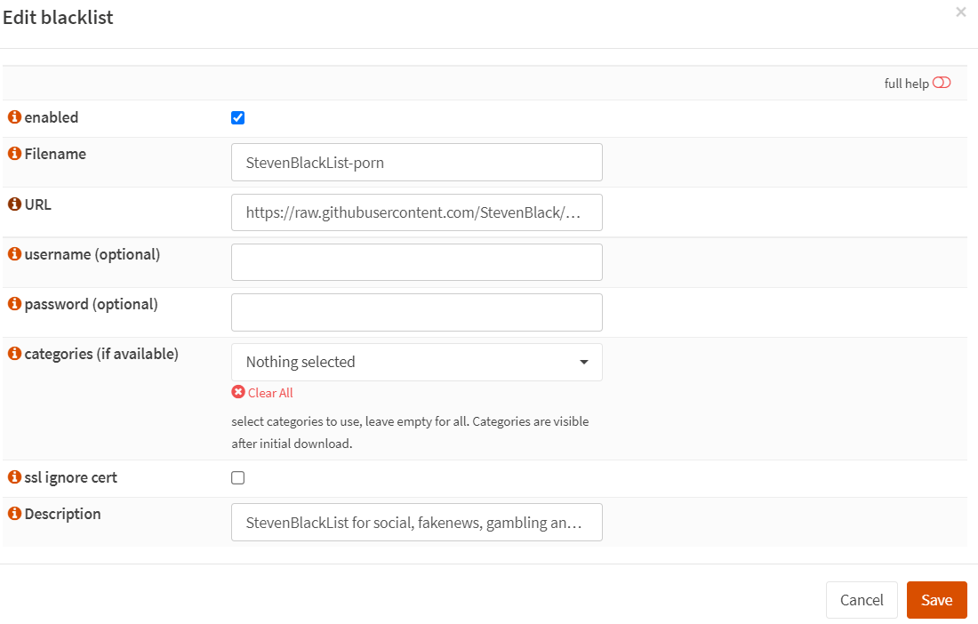 Editing Remote Blacklist for Proxy Service on OPNsense