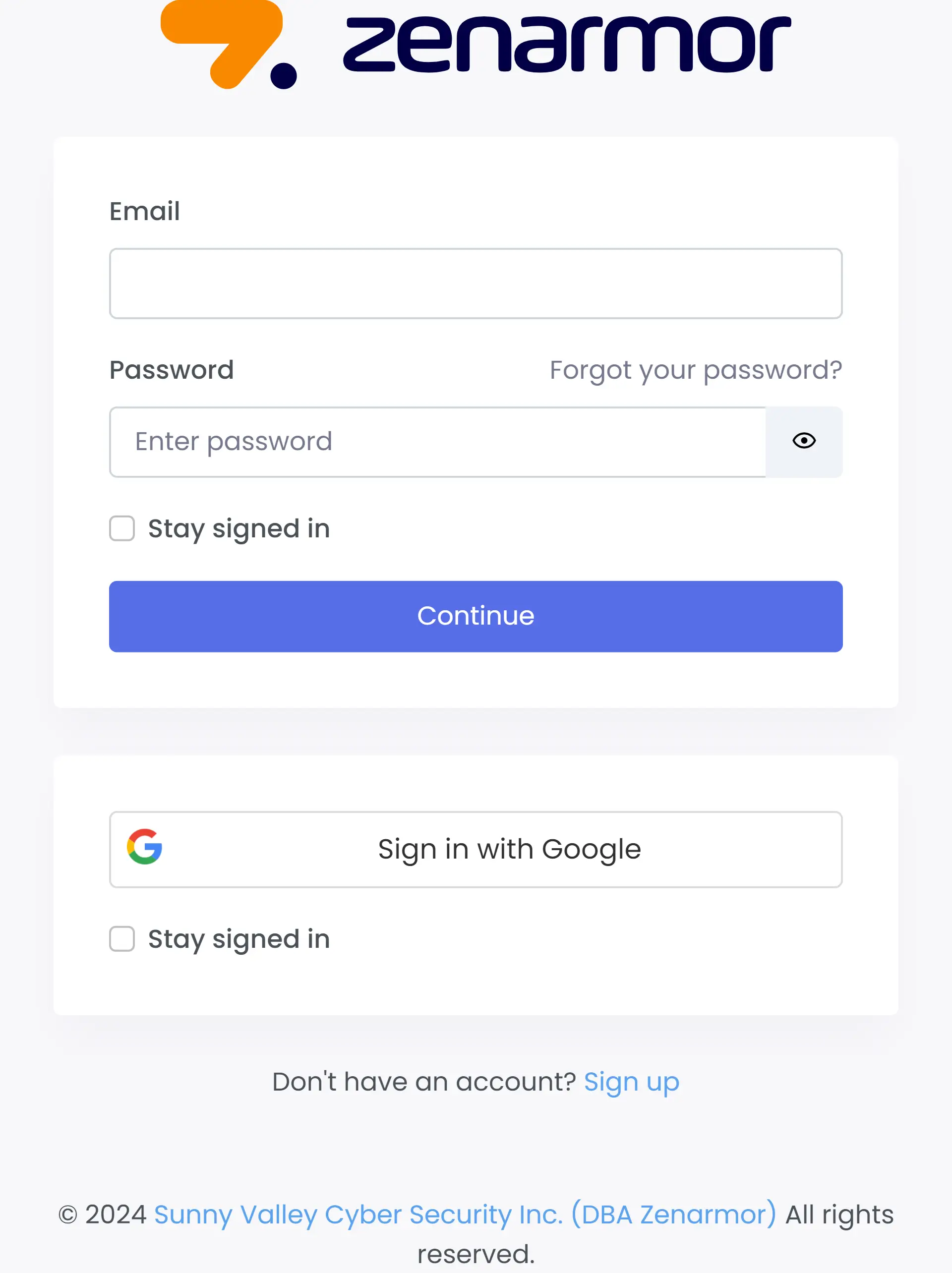 Zenconsole Sign In Up Page