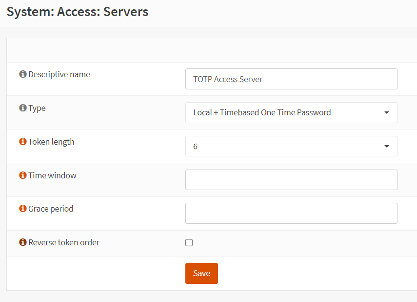 Adding TOTP Access Server in OPNsense