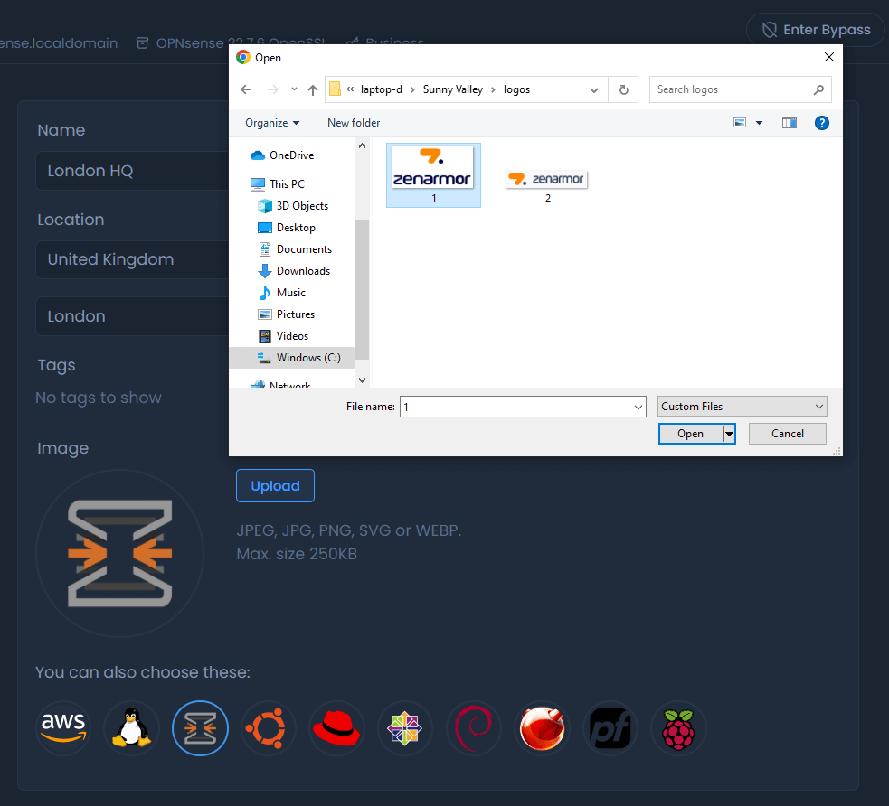 Zenconsole - Uploading new image