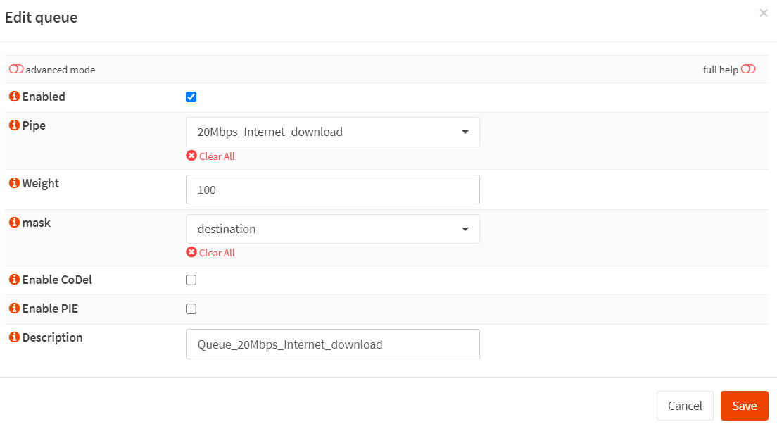 Creating Traffic Shaper Queue for Internet Download in OPNsense