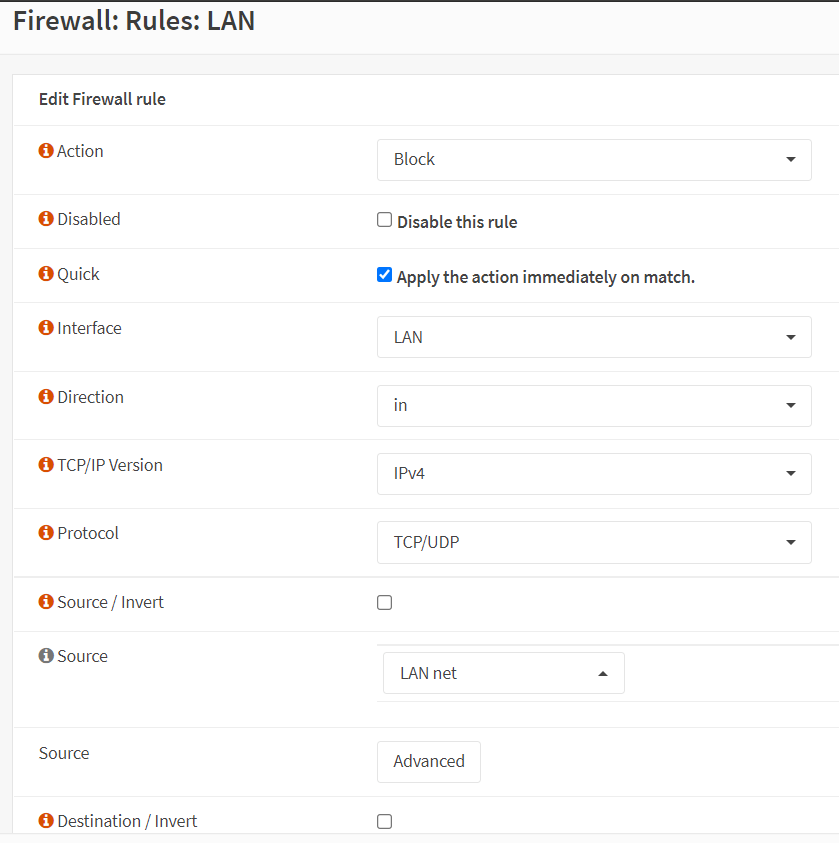 Adding Firewall Rule to block outgoing HTTP traffic on port 80 on OPNsense