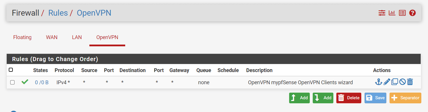 OpenVPN Interface Firewall Rules on pfSense