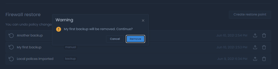 delete a restore point