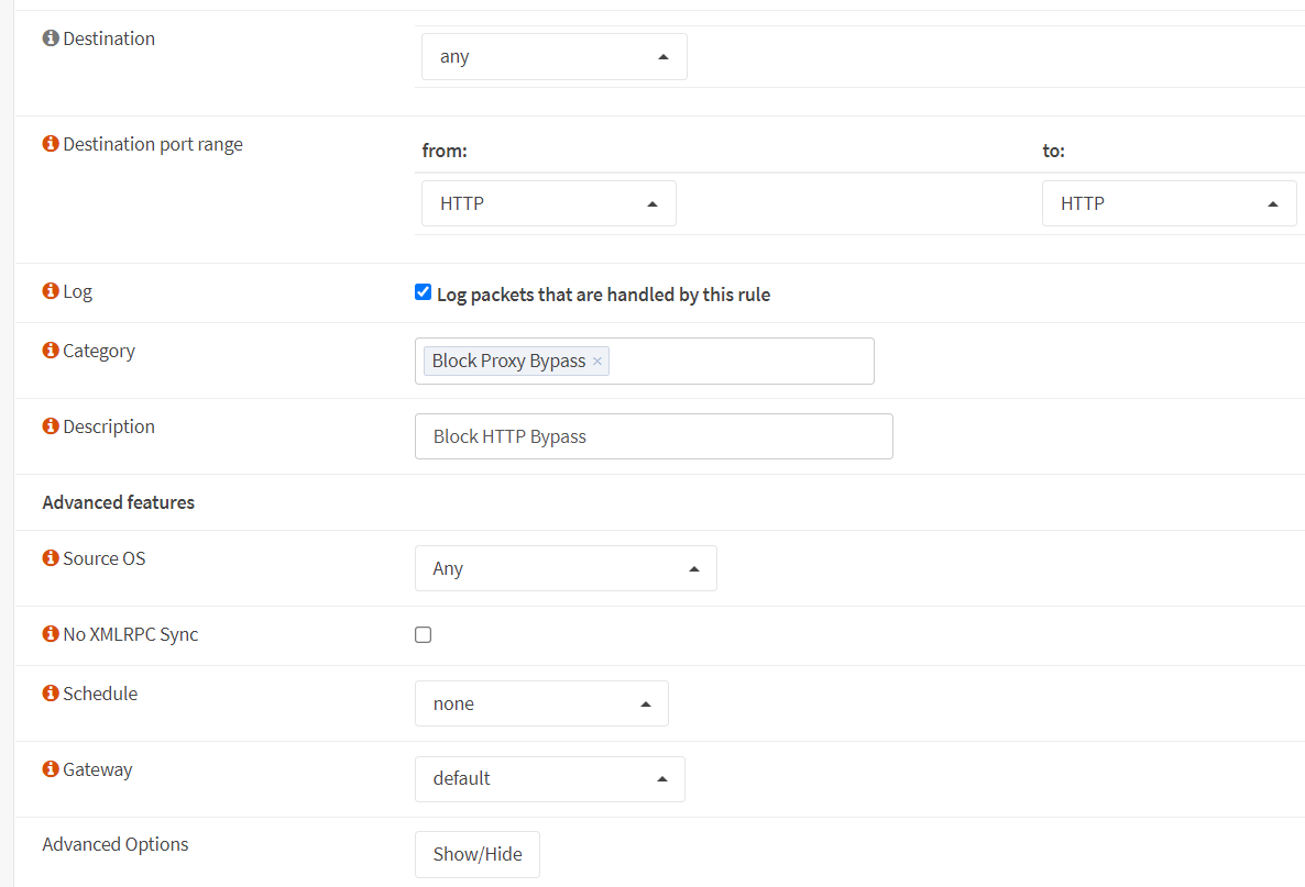 Adding Firewall Rule to block outgoing HTTP traffic on port 80 on OPNsense-2