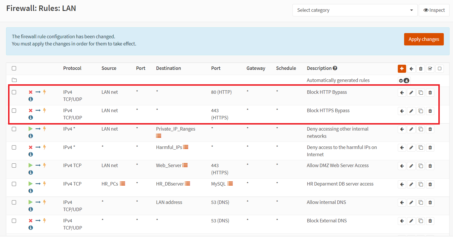 Moving Firewall Rules to prevent clients bypassing proxy server on OPNsense