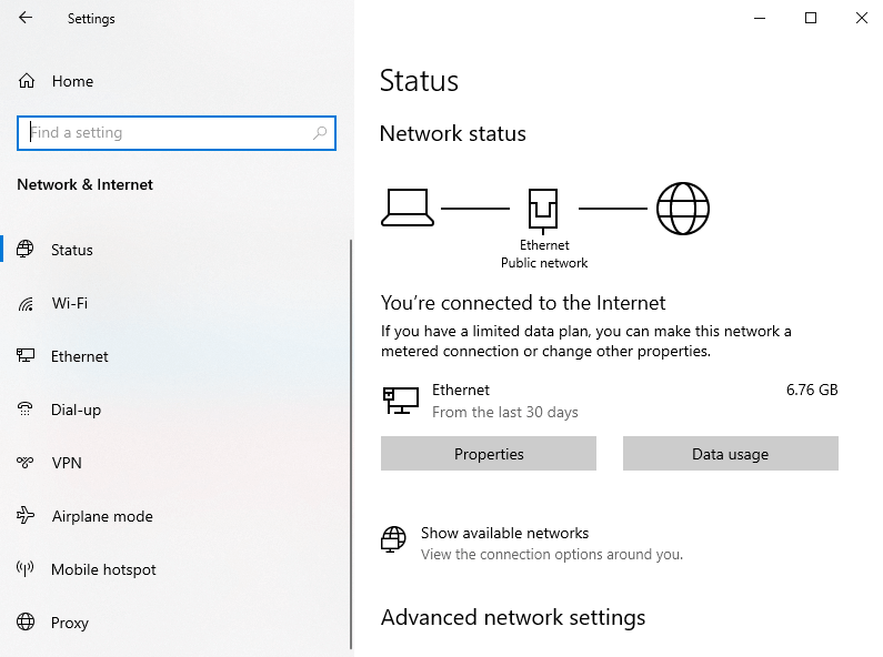 Accessing proxy server settings in Windows 10 client