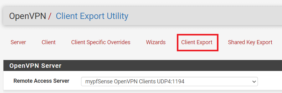 OpenVPN Client Export on pfSense