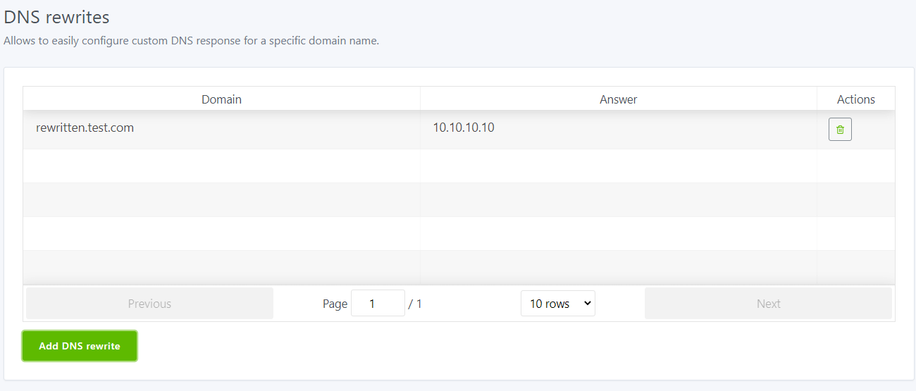 Deleting DNS rewrite on AdGuard Home