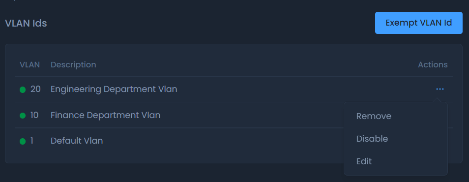 Zenconsole -  Removing/Editing/Disabling Exempted VLANs