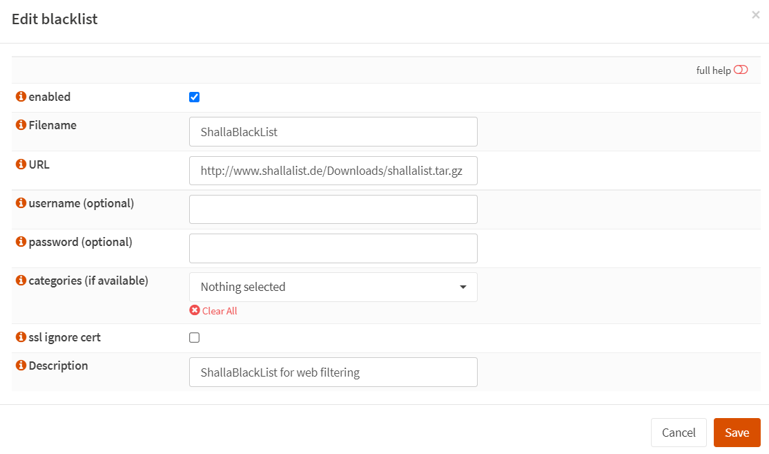 Adding Shalla&#39;s Blacklist for Category-based  Web Filtering on OPNsense Proxy Service