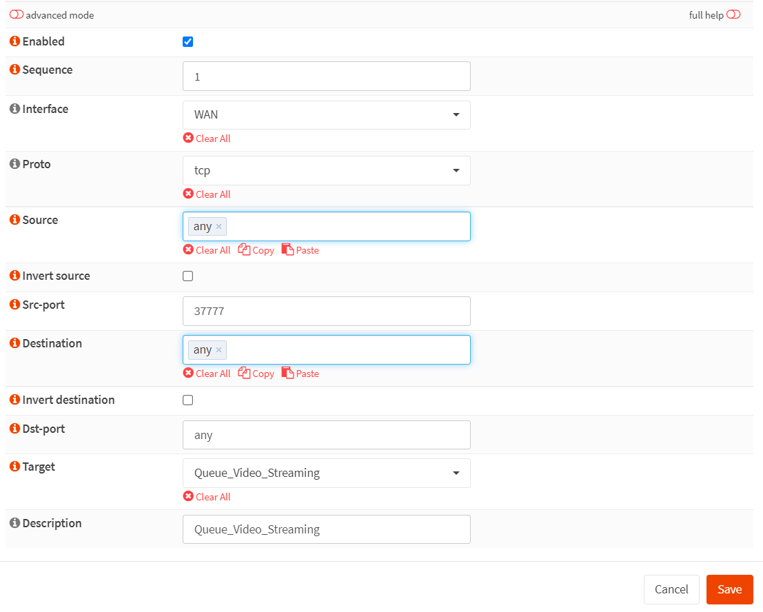 Creating a traffic shaper rule for prioritizing the video streaming traffic in OPNsense
