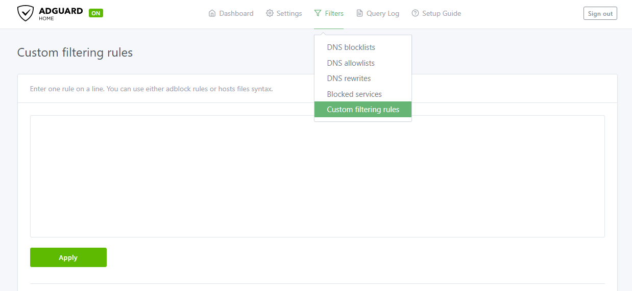 Adding custom filtering rules